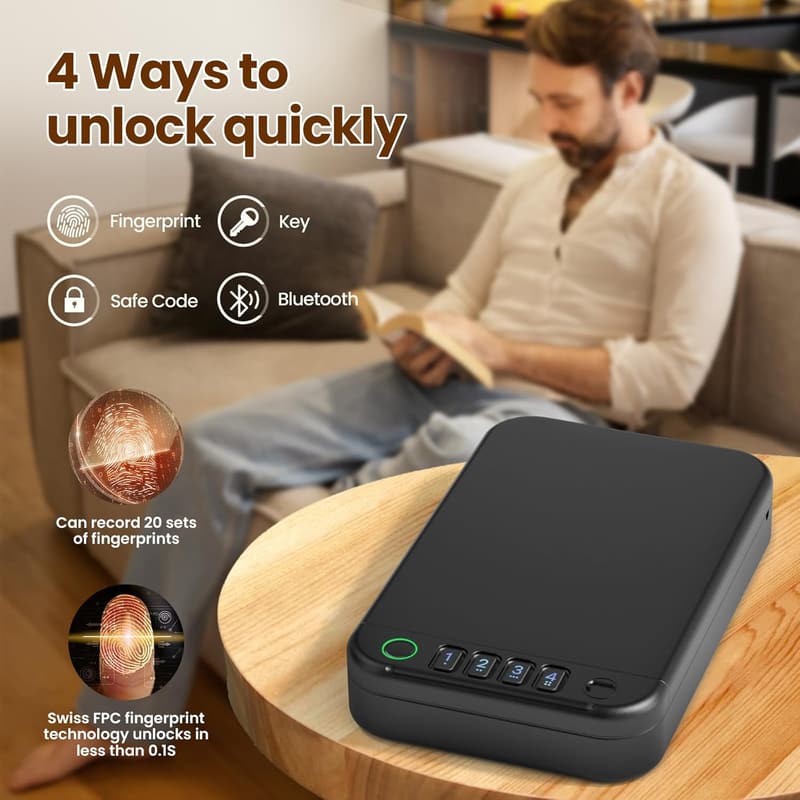 Portable Biometric Gun Safe with APP Control for Travel