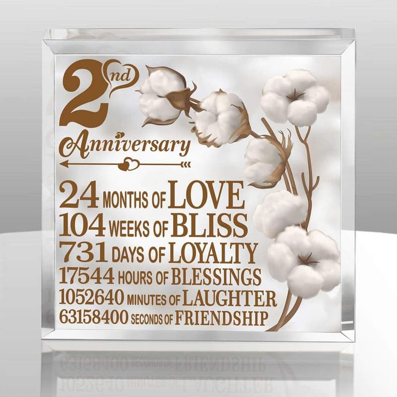 2nd Anniversary Traditional Cotton Paperweight Gift for Couples
