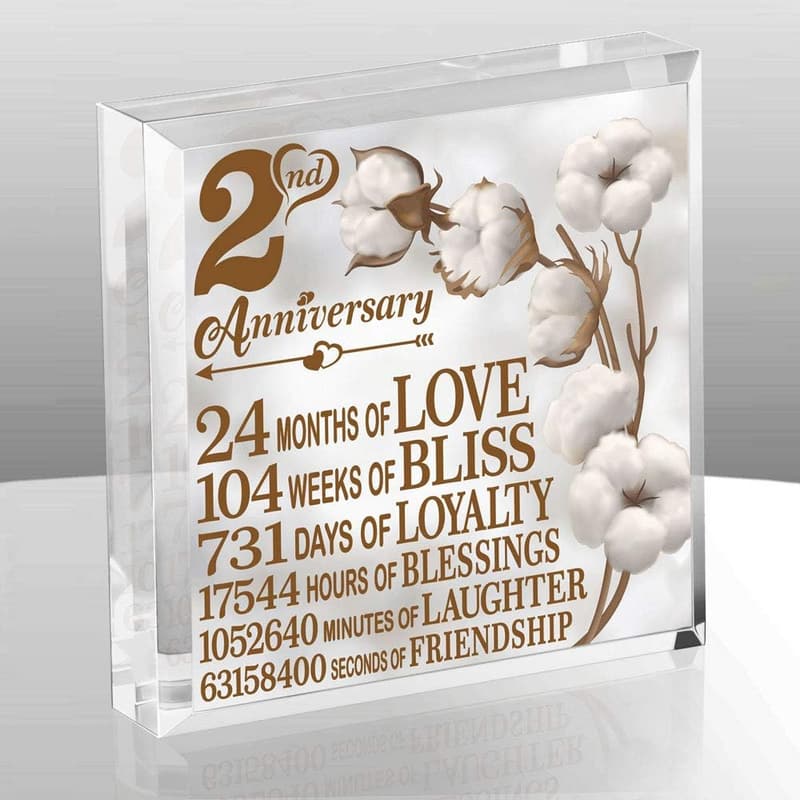 2nd Anniversary Traditional Cotton Paperweight Gift for Couples