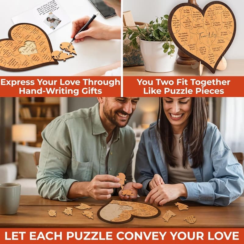 2nd Anniversary Wooden Gifts for Couples - Heart Keepsake