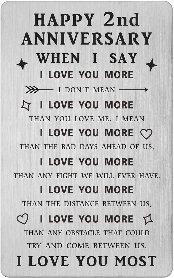 2nd Anniversary Card for Couples - Personalized Gift