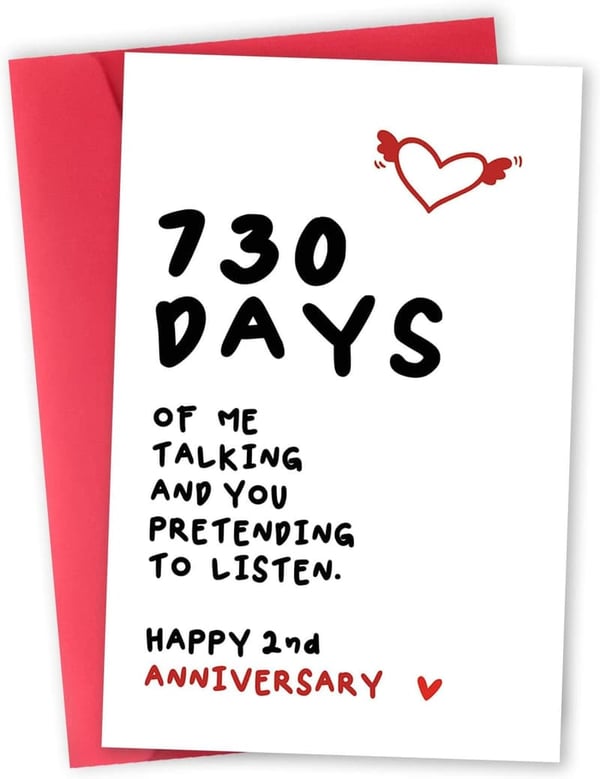 2nd Anniversary Funny Card for Couples