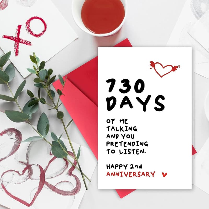 2nd Anniversary Funny Card for Couples