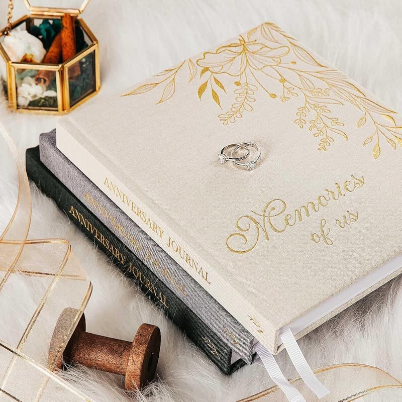 70th Anniversary Linen Memory Journal for Couples