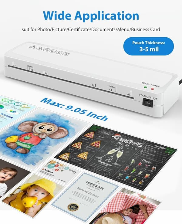 A3 Laminator Machine with 10 Laminating Sheets for Home & Office