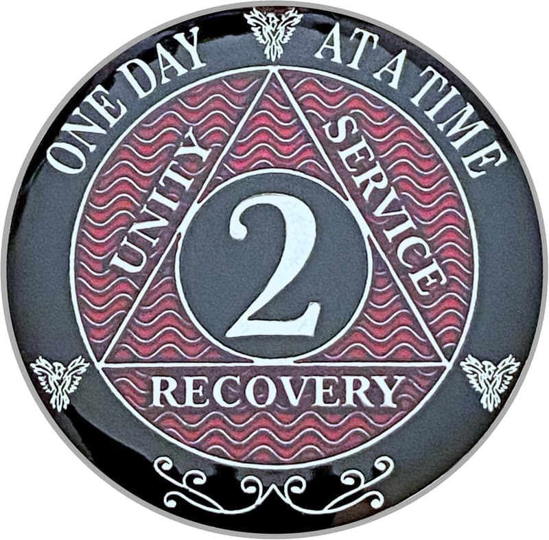 2-Year Alcoholics Anonymous Recovery Token - Silver Plated Medallion