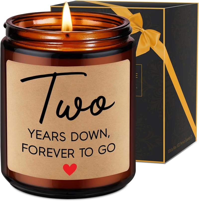 2nd Anniversary Couples Candle Gift - Cotton Scented