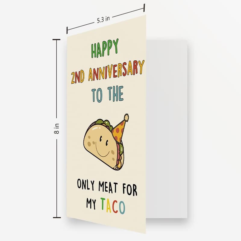 2nd Anniversary Cute Taco Card for Him