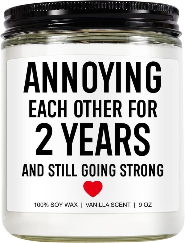 2nd Anniversary Cotton Candle - Funny Gifts for Couples