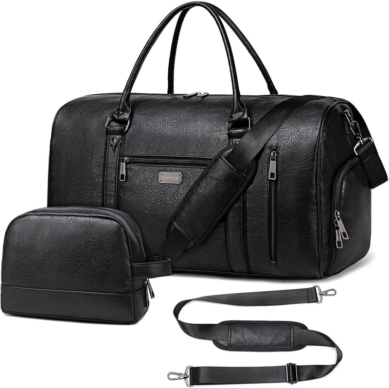 Waterproof Leather Duffel Bag with Shoe Compartment