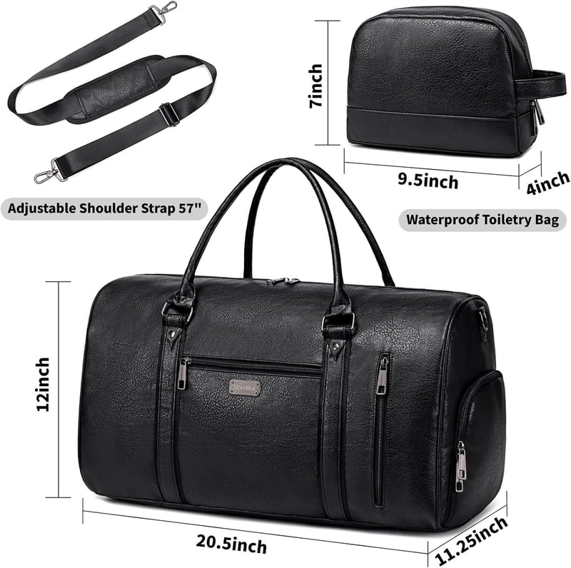 Waterproof Leather Duffel Bag with Shoe Compartment