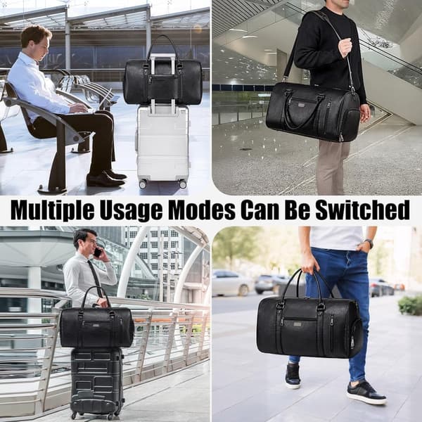 Waterproof Leather Duffel Bag with Shoe Compartment