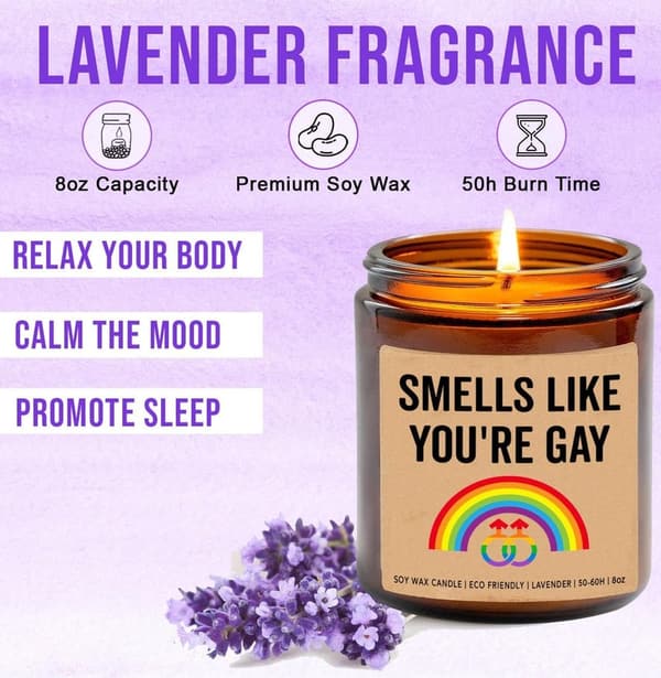 Pride Gift Soy Wax Candle - Lavender - Funny LGBT Friendship