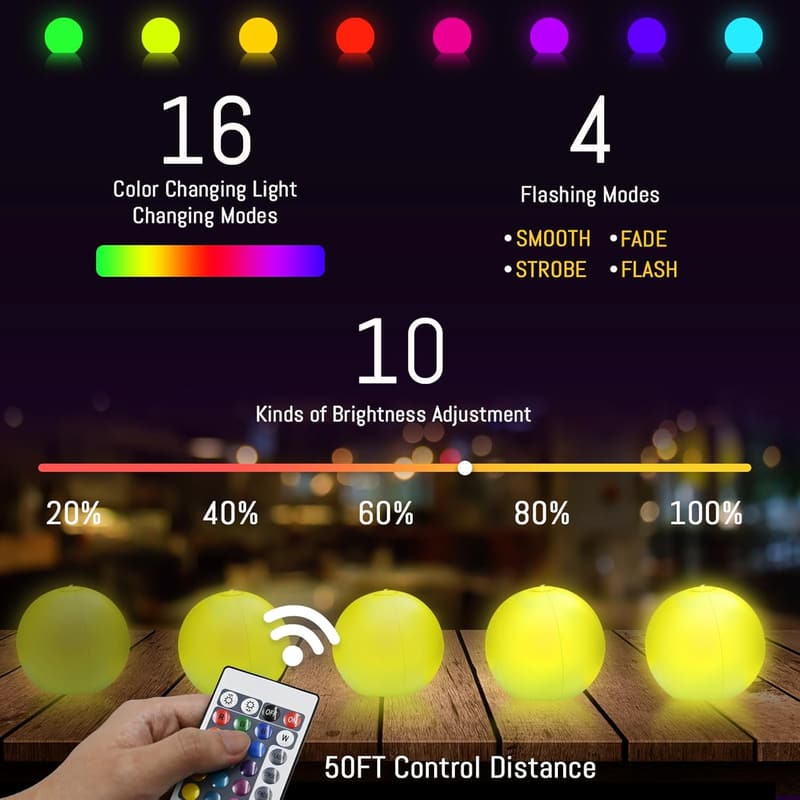 LED Light-Up Beach Balls - 16