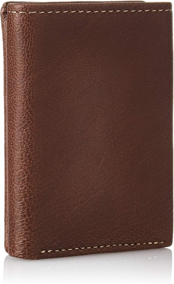 Men's Brown Genuine Leather RFID Blocking Trifold Wallet