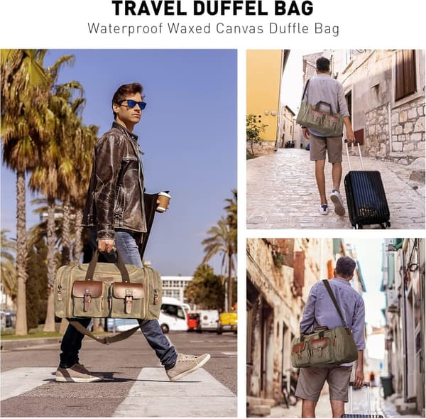 Vintage 50L Waterproof Waxed Canvas Duffle Bag