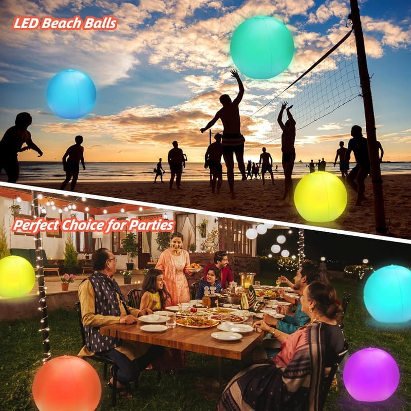 4 Pack Glow-in-the-Dark Beach Balls - 12