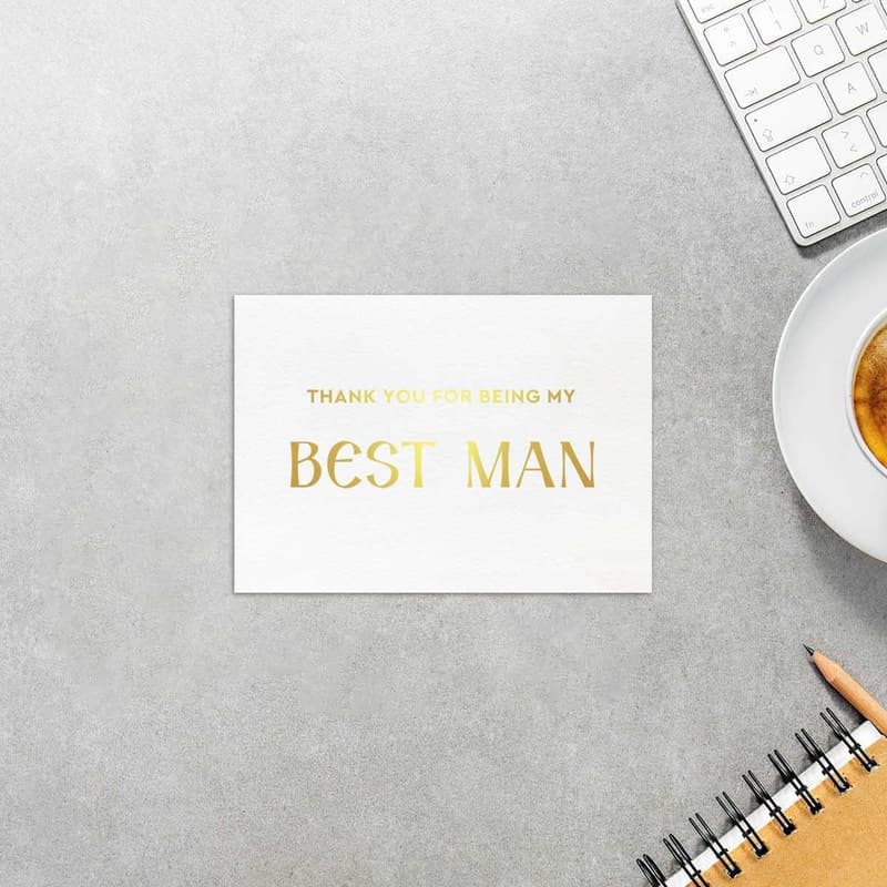 Best Man Thank You Card with Gold Foil Design