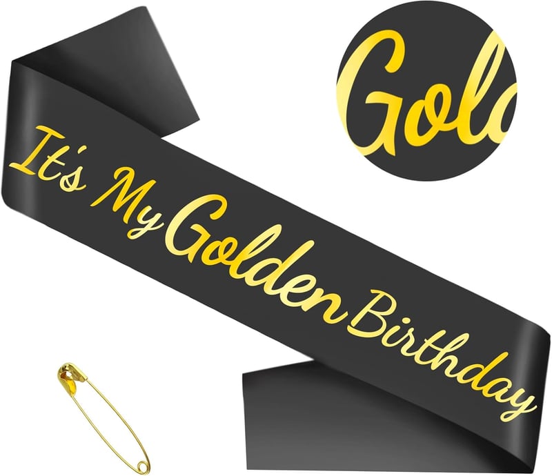 Golden Birthday Sash with Gold Foil - Party Decoration