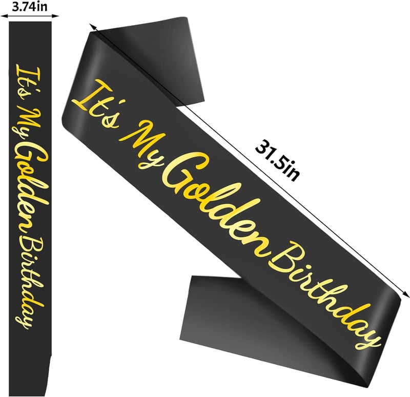 Golden Birthday Sash with Gold Foil - Party Decoration