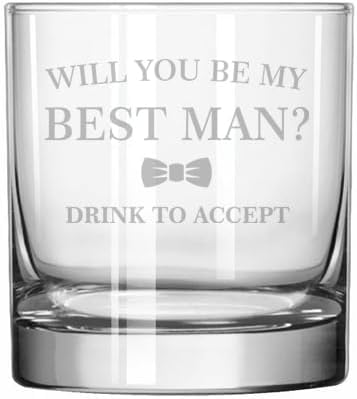 Funny Best Man Proposal Rocks Whiskey Glass - 11 oz