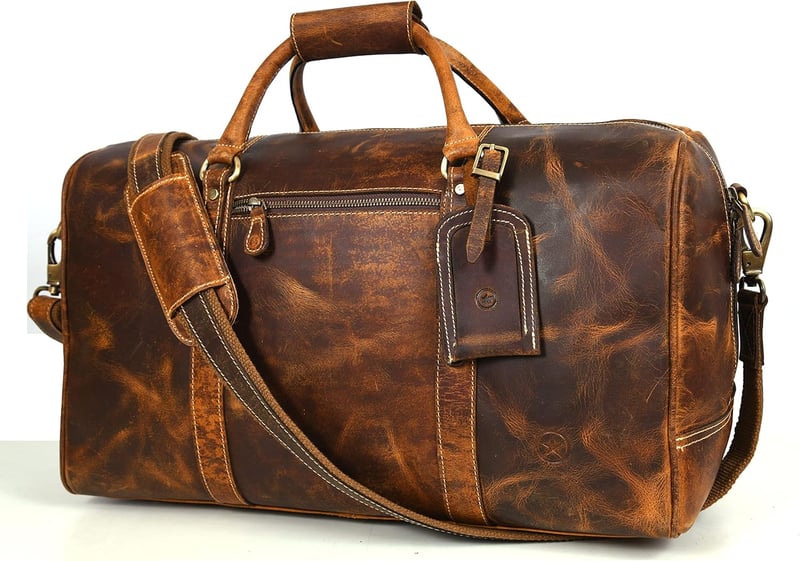 Father's Day Leather Travel Duffel Bag | Carry-On Gym Luggage