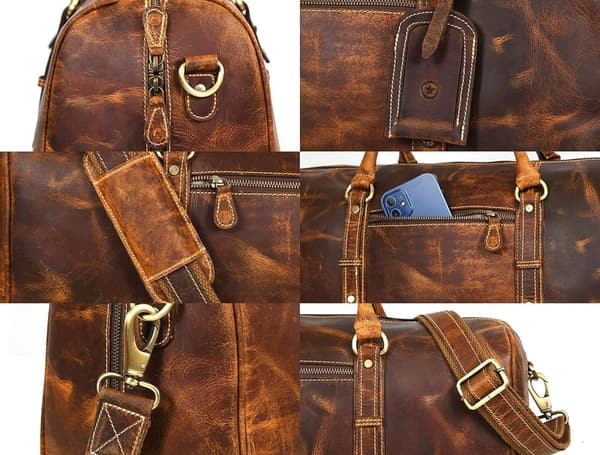 Father's Day Leather Travel Duffel Bag | Carry-On Gym Luggage