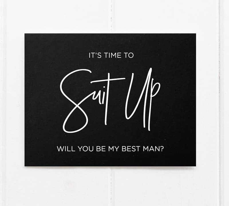 Will You Be My Best Man Card - Black and White Design