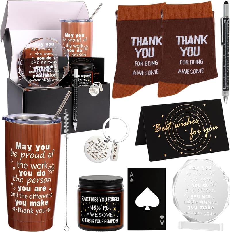 Employee Appreciation Gift Set for Men - 9 Pieces Thank You Gifts