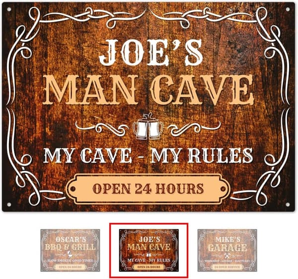 Custom Rustic Man Cave Sign - Father's Day Gift, 10x14