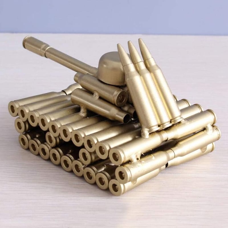 Army Tank Metal Sculpture – Bullet Shell Casing Decor
