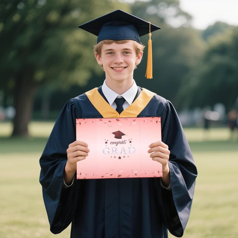 2025 Graduation Guest Book - Red & Gold Hardcover Signature Album