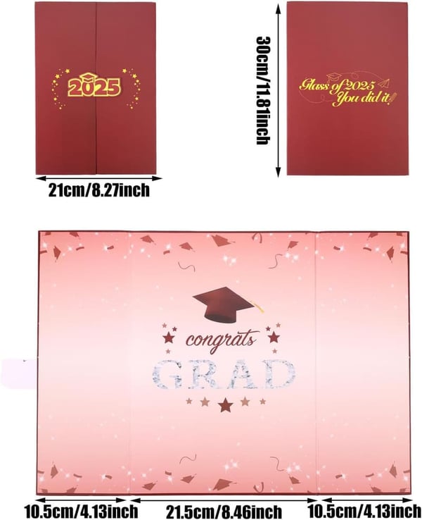 2025 Graduation Guest Book - Red & Gold Hardcover Signature Album