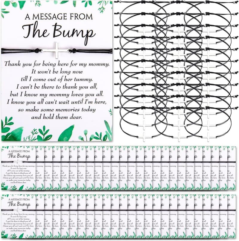 Baby Shower Party Favors: 50 Cross Bracelets with Thank You Cards