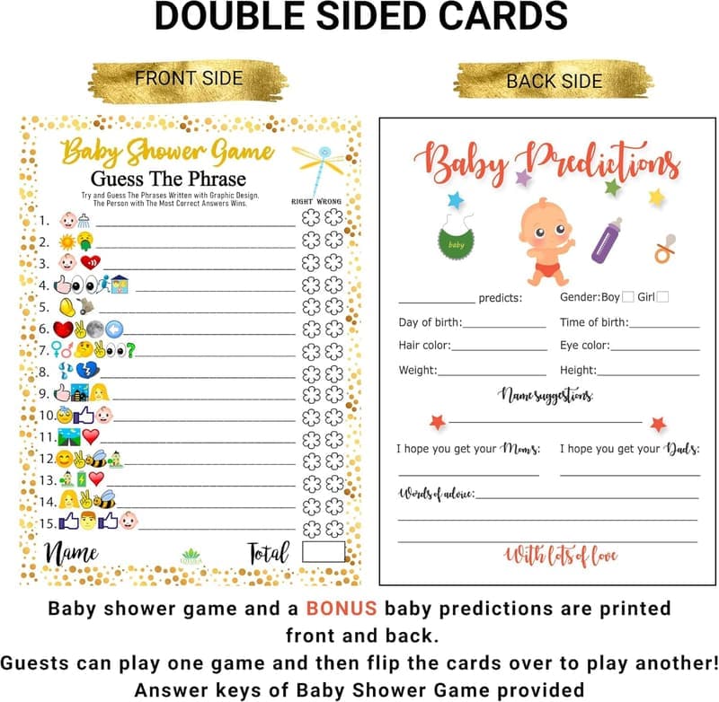 Baby Shower Guess the Phrase Game - 30 Thick Cards, Neutral Theme