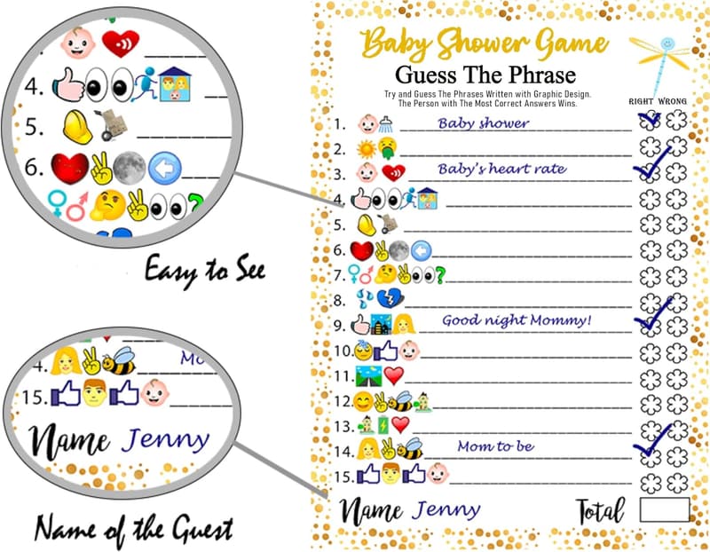 Baby Shower Guess the Phrase Game - 30 Thick Cards, Neutral Theme