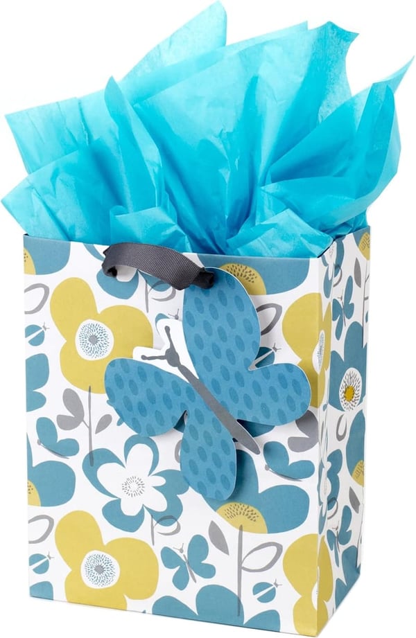 Medium Gift Bag with Tissue Paper (Flowers & Butterflies)