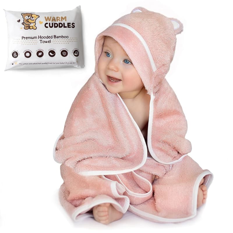 Hooded Bamboo Baby Towel for Newborns - Pink