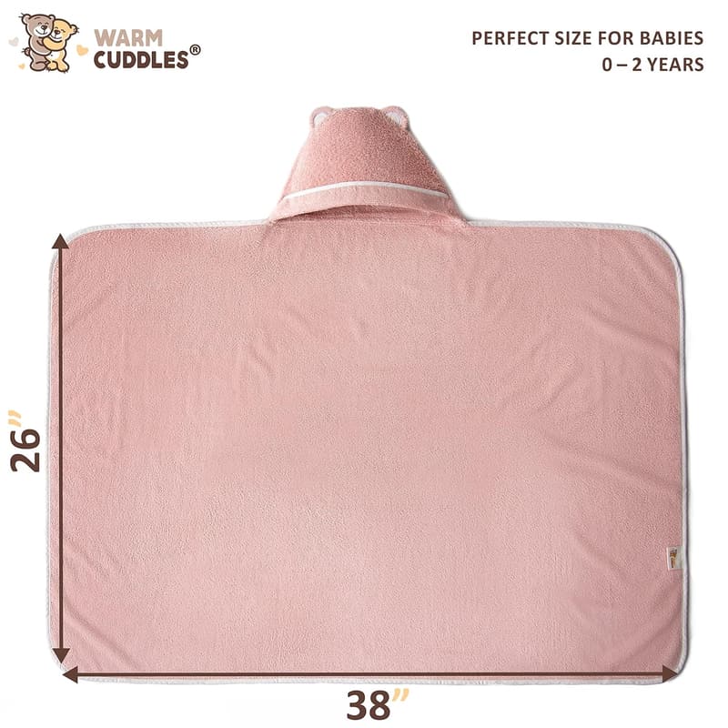 Hooded Bamboo Baby Towel for Newborns - Pink