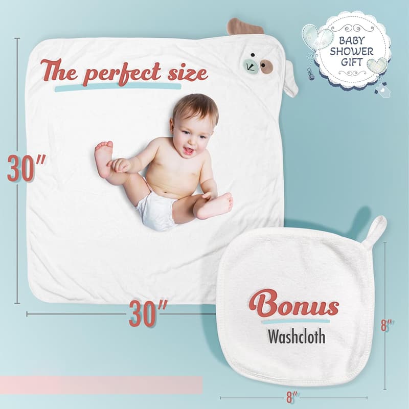 Ultra Soft Bamboo Baby Towels - Hooded, 35x35 Inches, Gift