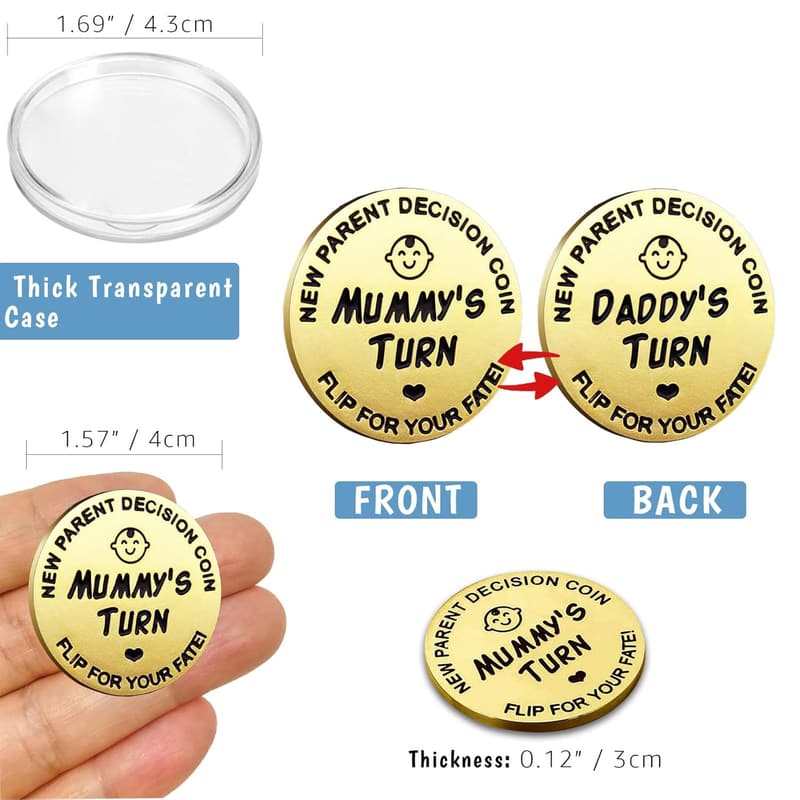Double-Sided Decision Coin for New Parents - Funny Baby Gift