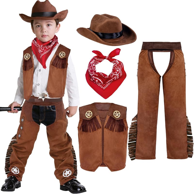 Halloween Boys' Cowboy Costume Set with Hat, 3T-4T