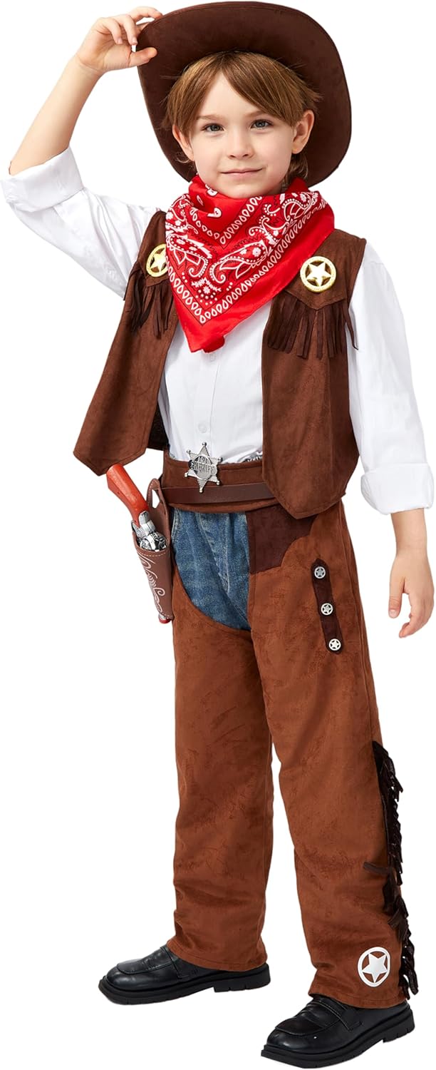 Halloween Boys' Cowboy Costume Set with Hat, 3T-4T