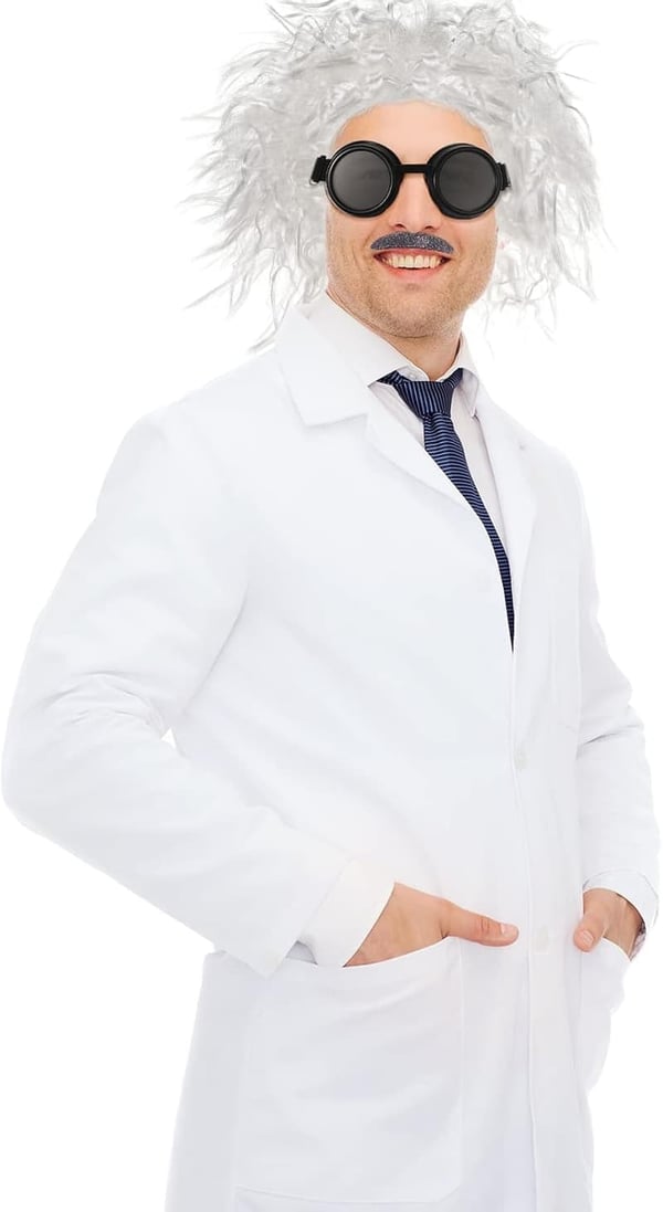 Mad Scientist Costume Set with Wig and Lab Coat