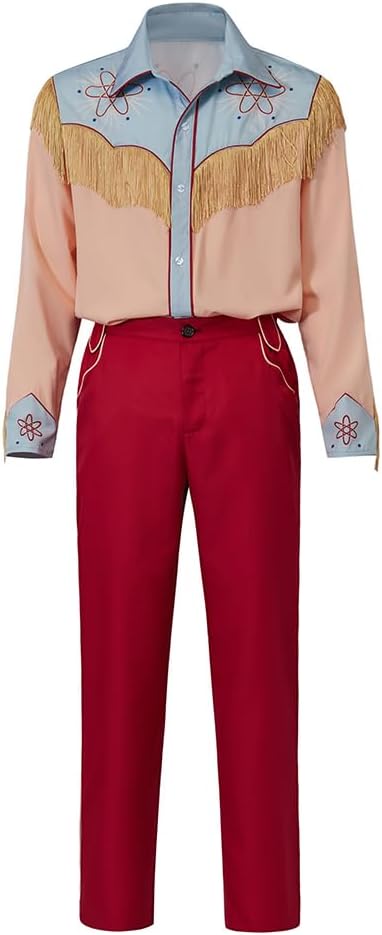 Marty McFly Cosplay Costume for Men - Red Cowboy Shirt & Pants