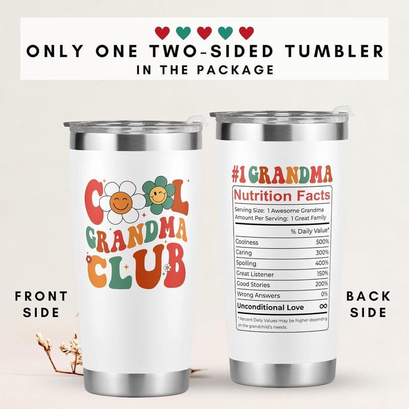 Birthday Gift for Grandma - 20 Oz Stainless Steel Tumbler