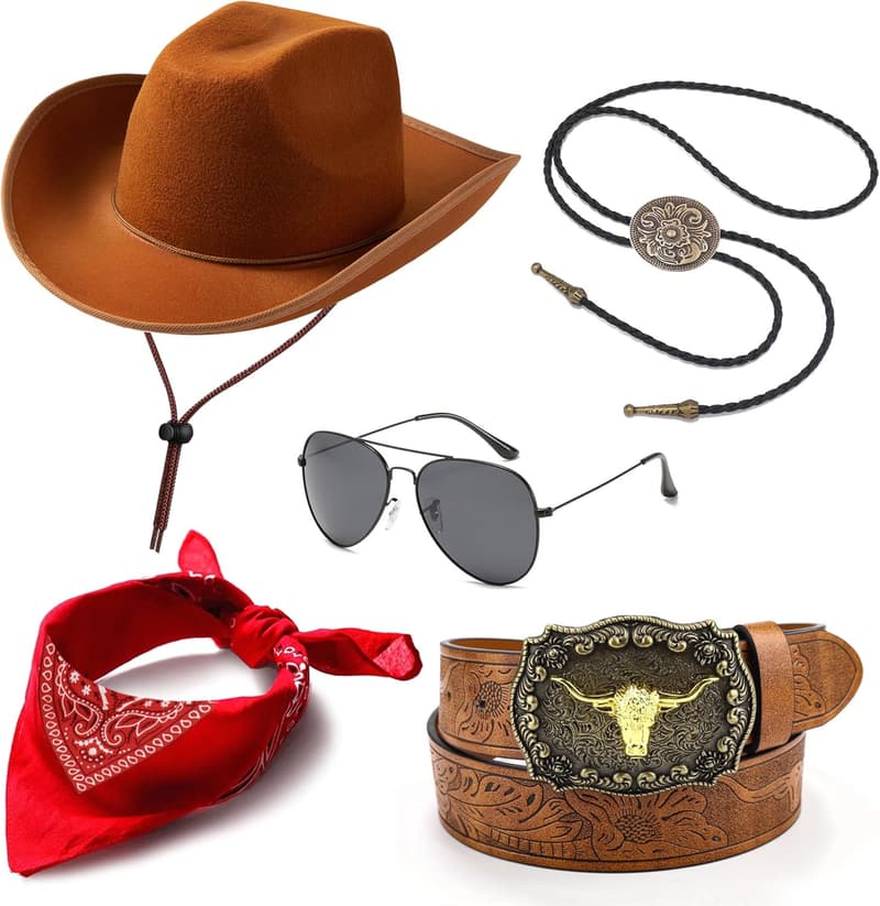 Men's Cowboy Costume with Accessories for Halloween Cosplay