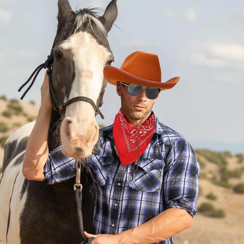 Men's Cowboy Costume with Accessories for Halloween Cosplay