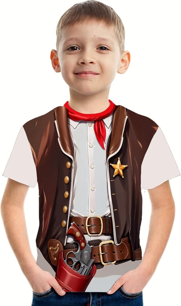 Funny Cosplay T-Shirt for Boys, Ages 4-14, Short Sleeve