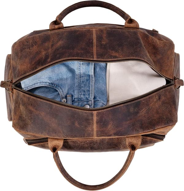 Full Grain Leather Travel Duffel Bag for Men & Women